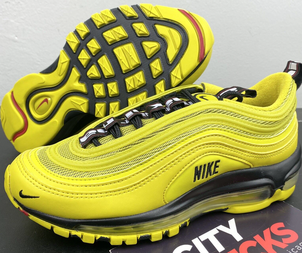 Nike Air Max 97 GS Bright Yellow Black BV1242 700 Size 4Y 5.5 Womens