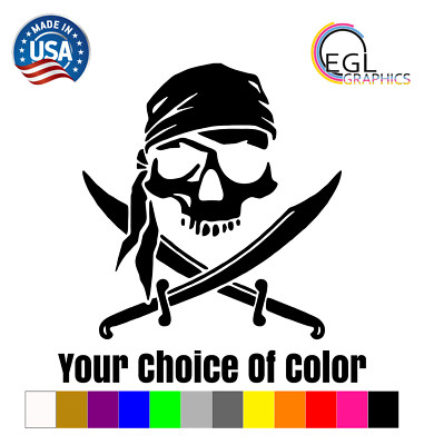 Pirate Skull and Swords Decal STICKER VINYL DECAL GOONIES JOLLY ROGER AHOY AVAST