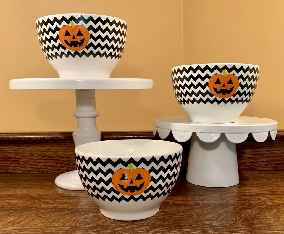 Lote de 3 cuencos de cereal Home Essentials JACK O LANTERN y blanco negro ZIG ZAG Foto 3 de 4