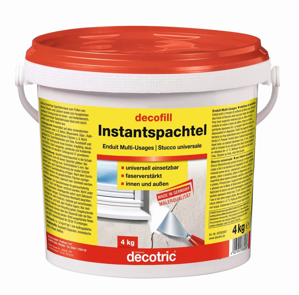 DECOTRIC GMBH 4 kg decotric decofill instant Spachtel Kunstharzspachtel für INNEN und AUßEN