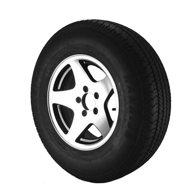 ST205/75R15 Loadstar Trailer Tire LRC on 5 Bolt Aluminum 5Star Wheel