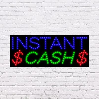 LED Instant Cash Sign | Light Up Sign | 11''H x 27''W x 2''D