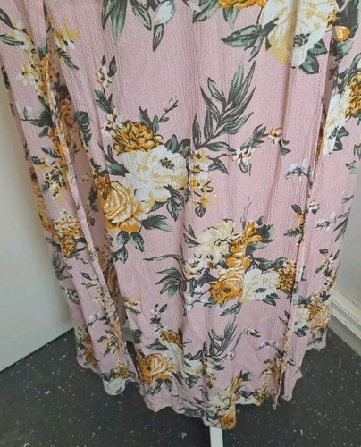 Miss Selfridge Peach Flower Print Maxi Dress Uk 6 Bust 34" Keyhole L 59" - Picture 4 of 12