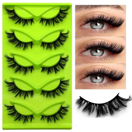 5 Pairs Cat Eye Lashes Faux Mink Eyelashes Winged End Elongated Eye New S2I7 - Foto 6 di 32