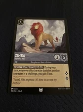 Disney Lorcana Simba Rightful Heir Steel Non Foil Uncommon #190/204