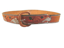 Vintage Southwestern Leather Belt signed Hecho en Mexico Size 28