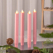 Luminara Flameless pink Taper Candles with Remote for Halloween Set of 2 4 6 8 
