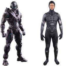 Game Halo Cosplay Tight Bodysuit Unisex Kids Costumes Jumpsuits Headgear Party