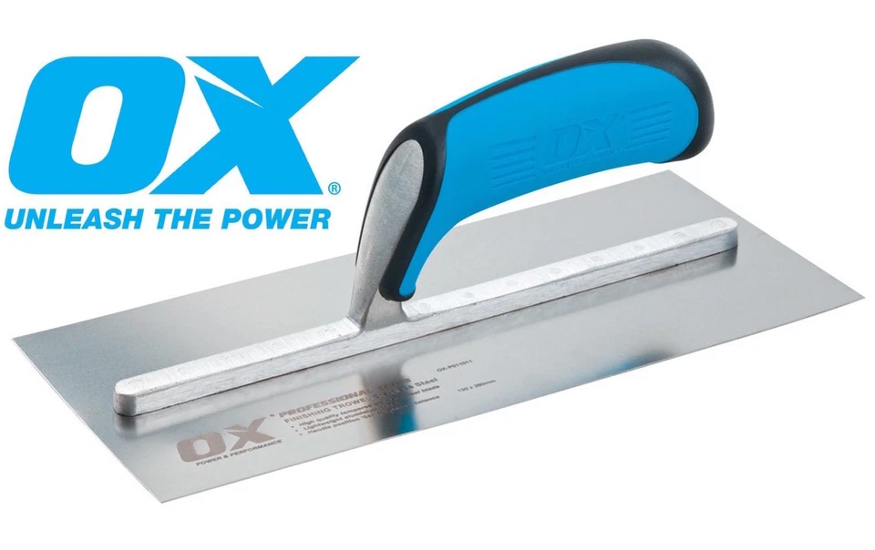 OX Pro Stainless Steel Plasterers Trowel With Duragrip Handle 11" 14" 18" Sizes