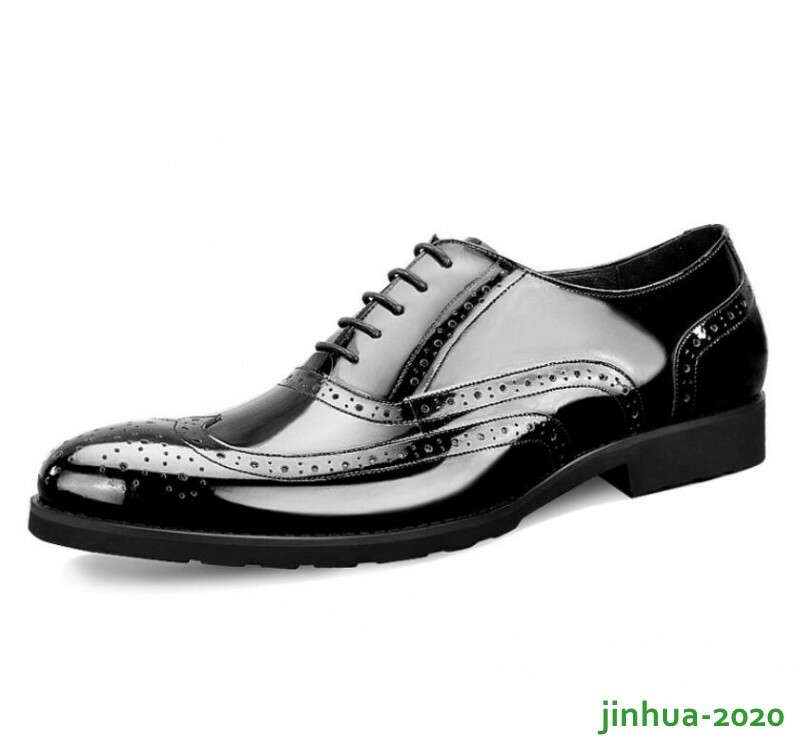 Mens Shiny Real Leather Dress Business 