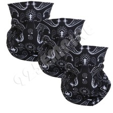 3 PACK Black Paisley Gaiter Tube Bandana Head Neck Scarf Motorcycle Bike