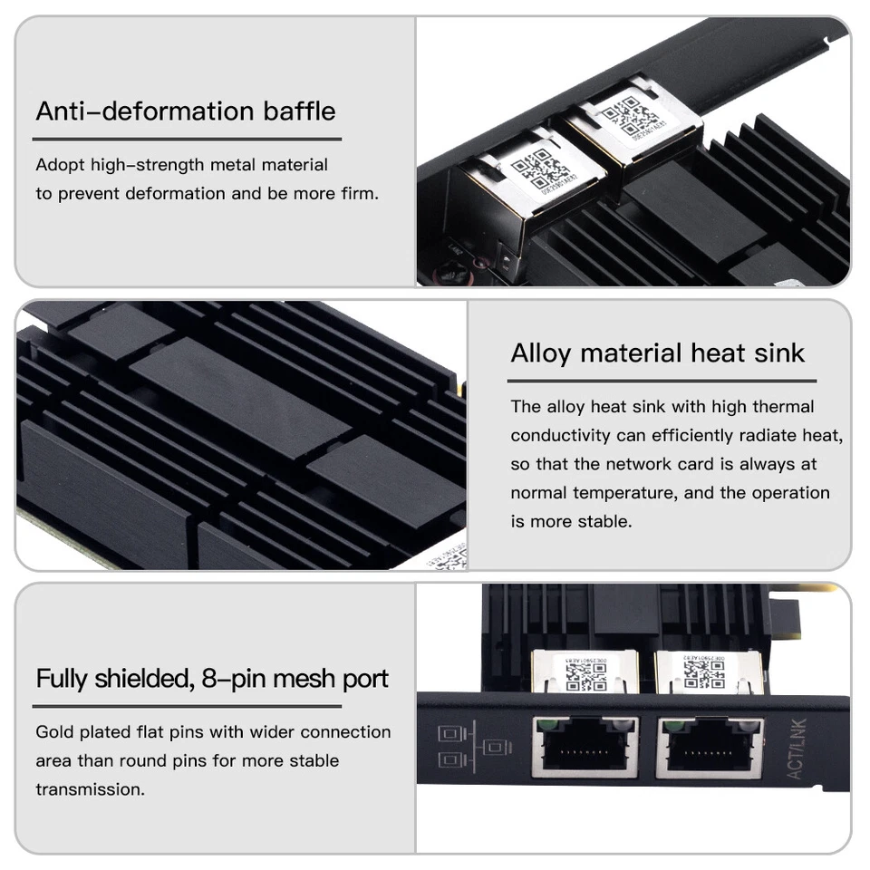 Dual Port RJ45 LAN NIC Gaming Card 2.5G Gigabit Network Card Intel I226 PCI-E x1 - Image 2 of 4