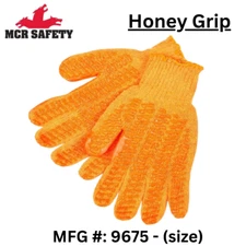 MCR Safety Honey Grip Gloves - 7 Gauge Cotton/Polyester - PVC Honeycomb - S - XL