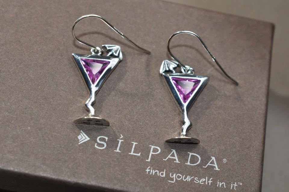 Pendientes de cóctel Silpada RARO W1933 rosa Martini Cosmo plata de ley 925 difíciles de encontrar Foto 2 de 4