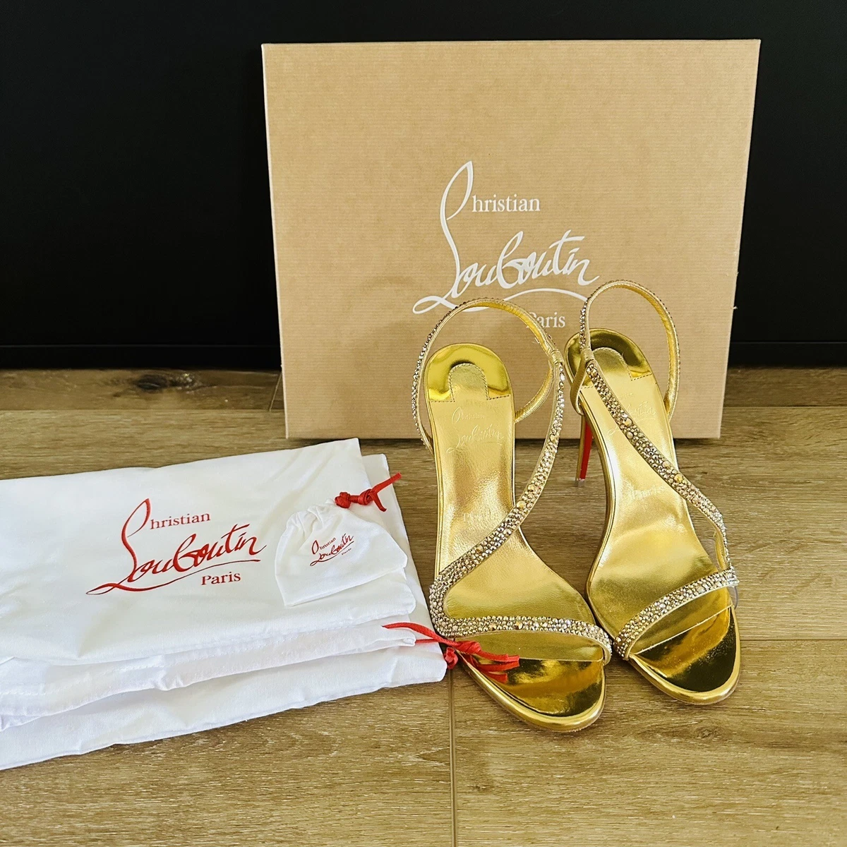Christian louboutin gold sandals clearance