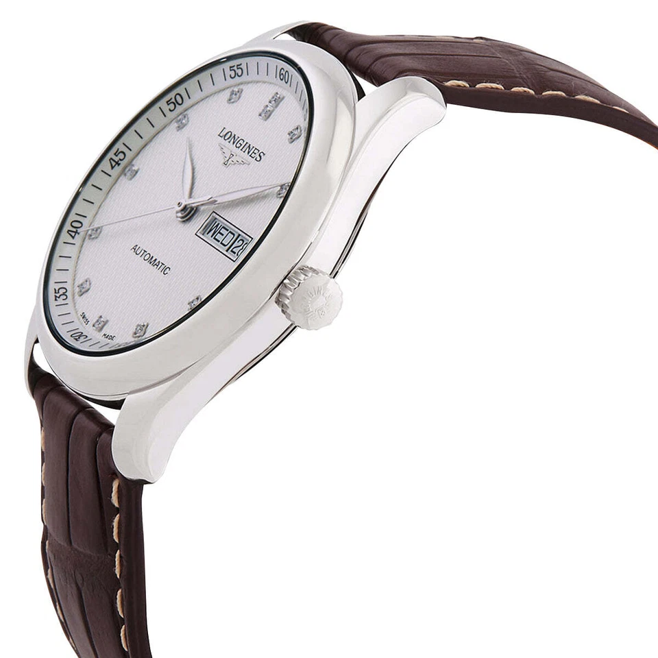 Longines Master Colección Automático Cuero Diamantes Hombre Reloj L2.755.4.77.3 - Imagen 2 de 3