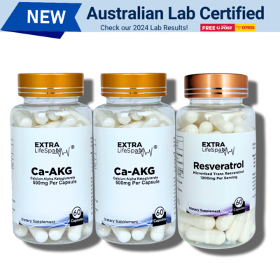 Ca Alpha Ketoglutarate Ca-AKG Trans Resveratrol Australian Certified Supplements
