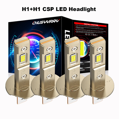 AGPTEK H1 LED Headlight Bulbs, 60W 16000LM 6000K Xenon White Halogen Replacement Bulb 1:1 Mini Size Fanless Car Conversion Kit CPS Chip Temperature Control, Non-polarity Plug And Play, Pack Of 2