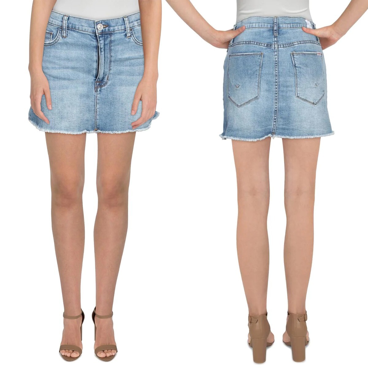 HUDSON JEANS Vivid Fringe Denim Mini SKIRT Size 30 M Blue