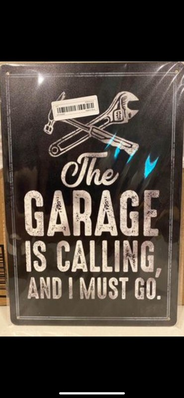 MECHANIC FUN GARAGE METAL TIN SIGN THE GARAGE IS CALLING AND I MUST GO WALL ART