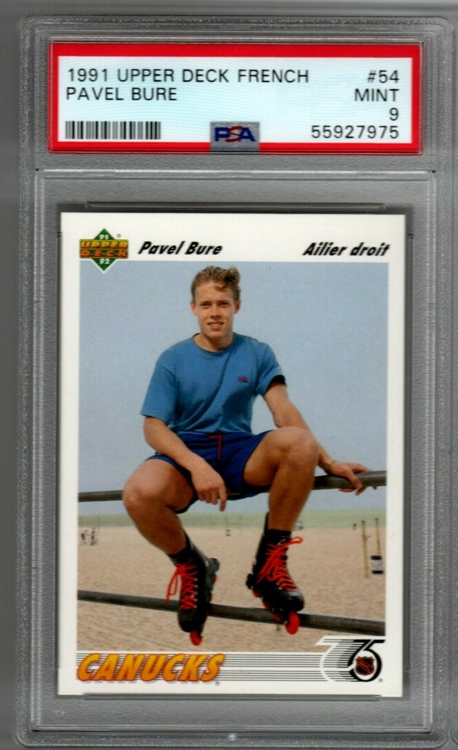 1991-92 UPPER DECK FRENCH PAVEL BURE #54 PSA 9 MINT UD 2nd YEAR 