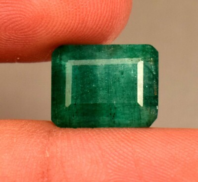 5.50 Ct Natural Zambian Emerald Faceted Emerald Cut Loose Certified Gemstone
