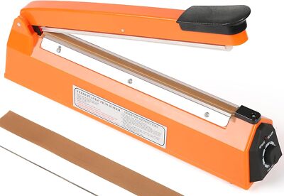 Yeler 12 Inch Impulse Heat Sealer Bag Sealer, Manual Poly Orange 