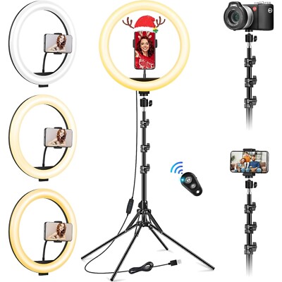 12 Zoll Universelles Smartphone-Stativ mit Ringlicht - Dimmbar & USB-betrieben