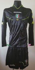 Árbitro Vintage Italia Fútbol Diadora Camiseta Manga Larga y Pantalones Cortos Talla Mediana