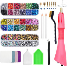 Bedazzler Kit with Rhinestones, Hot Fixed Gems Craft Applicator - Diamond Pen,