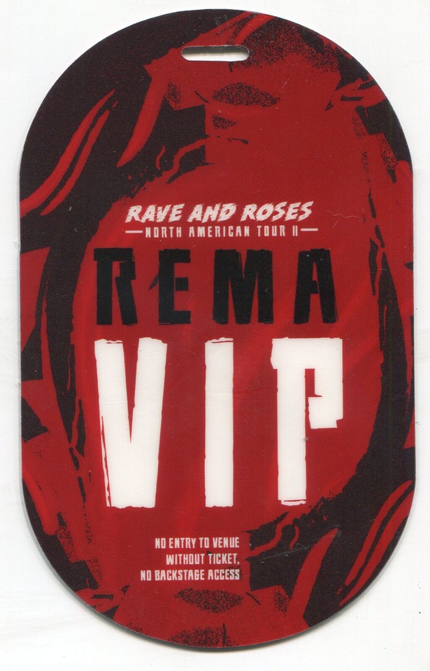 2023 Rema VIP Laminate Pass Rave and Roses North American Tour eBay