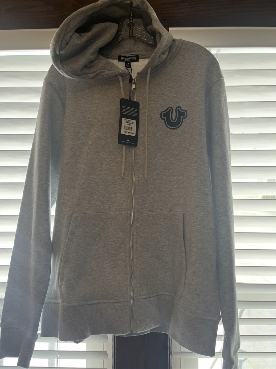 NWT MEN TRUE RELIGION Logo Core ZIP UP Heather Grey Hoodie NWT MEN TRUE RELIGION Logo Core ZIP UP Heather Grey Hoodie