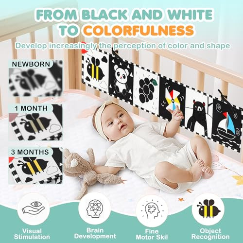 High Contrast Baby Toys for Newborn Development - Tummy Time Black and White - Picture 3 of 8