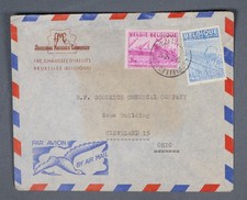 MayfairStamps Belgium 1950 Brussels to Cleveland OH Air Mail Cover aaw_34001