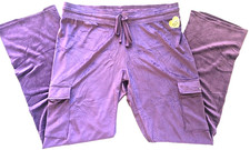 JUICY COUTURE Velour Lounge Pants Womens Purple Bling Logo NWT