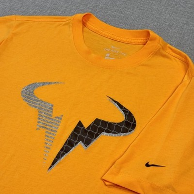Nike Rafael Nadal Tennis T-Shirt Men Large Orange Short Sleeve Dri
