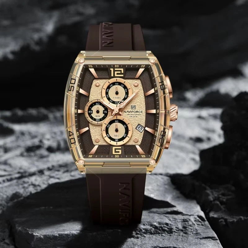 Reloj Hombre Naviforce Cronógrafo Luminoso Impermeable 50M Casual Silicona 45mm Estuche Foto 2 de 4