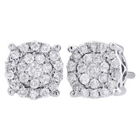 10K WeißGold Diamant Ohrstecker Blumen Flower Cluster 7.70Mm 0.50 Ct