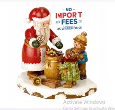 Hubrig Volkskunst Thank You Santa 3.55" Wooden Figurine Hand Painted Germany