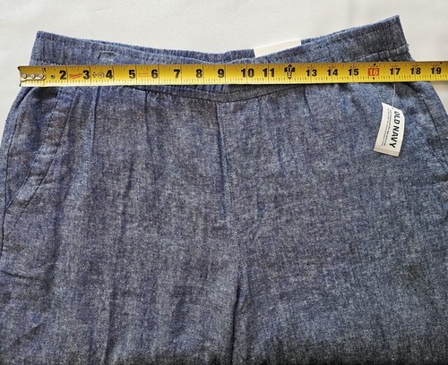 NWT Old Navy Blue Linen Rayon Pants Blue Tie String Pockets Women's Size L - Picture 18 of 18