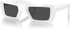 NEW PRADA Unisex PR 24YS 4615S0 White Frame Dark Grey Lens Sunglasses MSRP 475