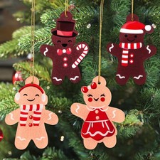 Gingerbread Man Ornaments for Christmas Tree Assorted Figurines Acrylic Decor