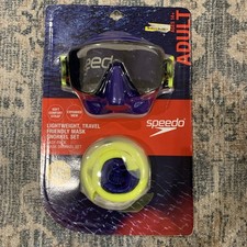 Speedo Adult Travel Snorkel Mask Set - Navy. Ages 14 NEW Vacation Beach Ocean