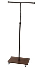 SSWBasics Boutique Pipe 2-Way Straight Arm Clothing Rack with Dark Walnut Wood