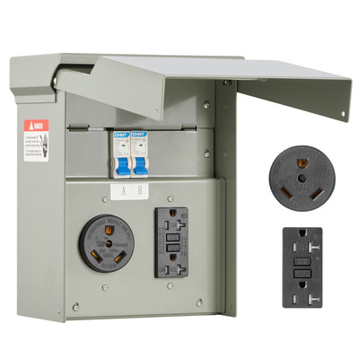 VEVOR Temporary Power Outlet Panel RV Electrical Panel 20 30 Amp RV Outlet Box