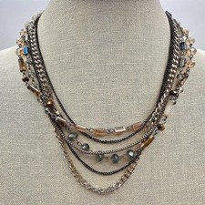 Vintage 80s Sweet Escape Multi Strand Beaded Necklace Mixed Gold Chain Jewelry