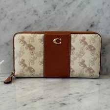 Good Condition COACH Round Zipper Long Wallet Horse Carriage C