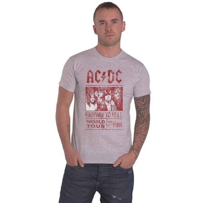 AC/DC T Shirt Highway To Hell World Tour 1979/1980 Nue offiziell Unisex Grau