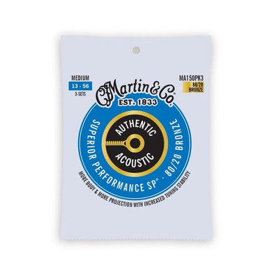 Martin 3 Pack MA150PK3 SP 80/20 Bronze Authentic Acoustic Guitar Strings Medi...