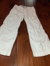 H M White Cotton Lightweight Elastic Waist Monster Boys Size 6 7 Straight Pants